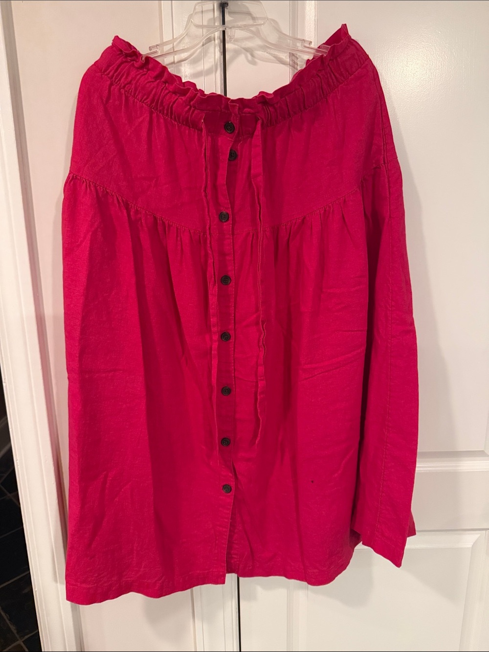 Universal Thread Off-Shoulder Button-Front Tunic - Hot Pink